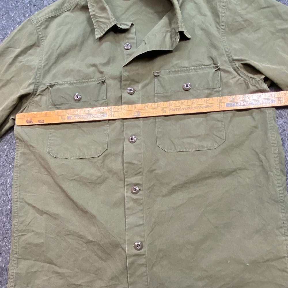 Wallace Barnes Utility Shirt Sz L Mens Green Military Workwear Chore Overshirt - Picture 8 of 9